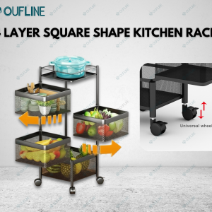 4 Layer Square Shape Kitchen Rack